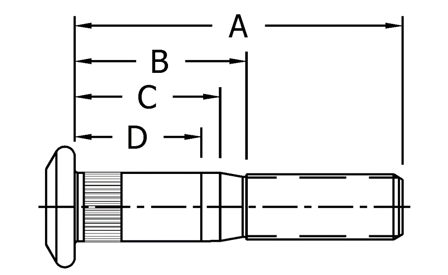 STUD WHEEL METRIC    M22 X 1.5MM X 3.64"