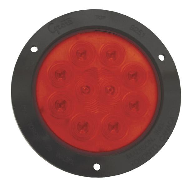 STT LAMP, 4", RED, W/BLACK THFT RESISTANT FLANGE-MNT, SUPERNOVA® LED